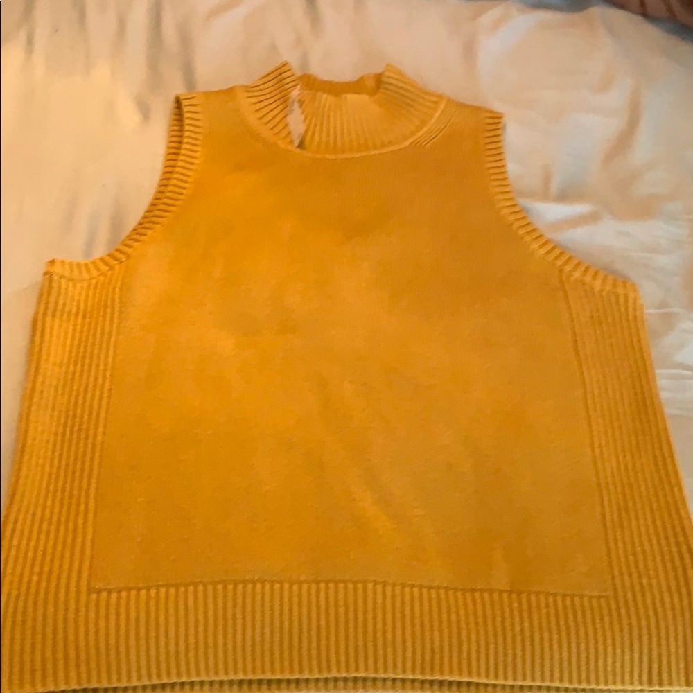 Mustard mock neck sleeveless sweater
